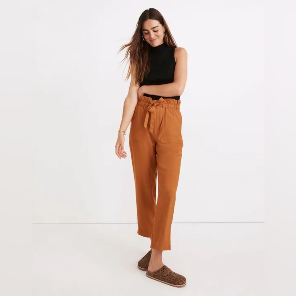 Madewell Dunaway Paperbag Pants Golden Pecan Rust Ankle Pant